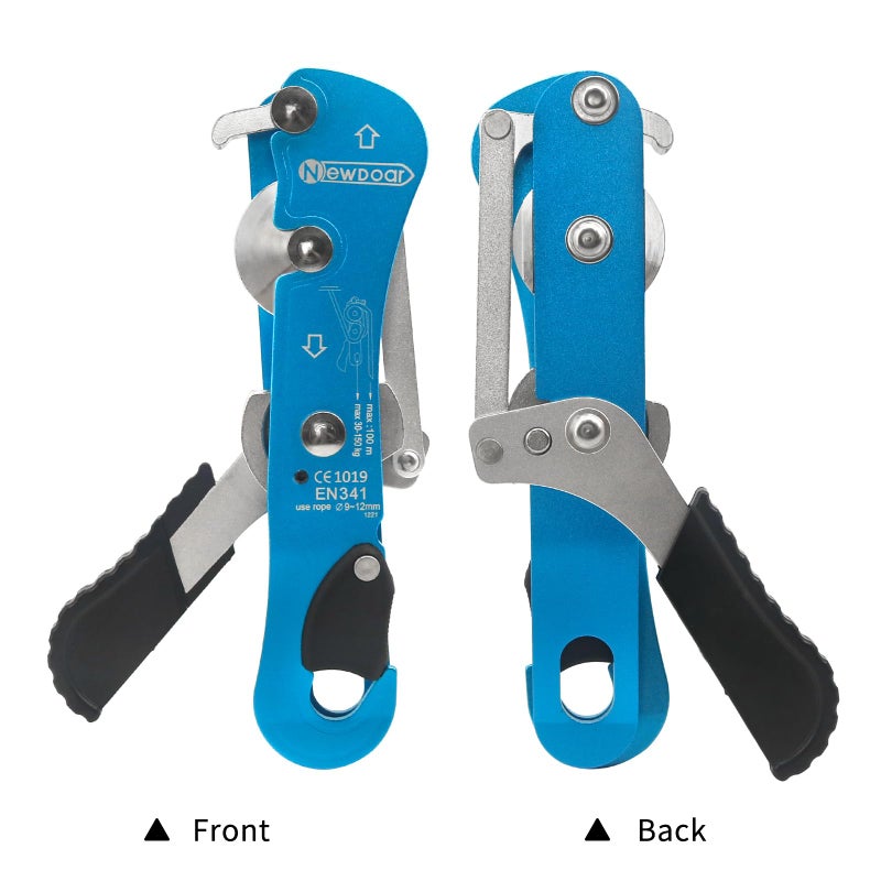 NewDoar Climbing Stop Descender Rappelling Belay for Ropes 9-12mm The Novices for Arborist CE Certification(Blue) - Image 4